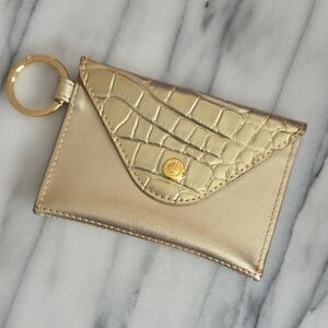 Oventure Elegant Gold Card Holder Keychain with Croc Detail 💛